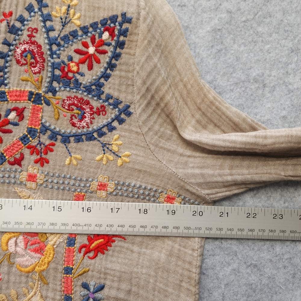 Johnny Was Embroidered Boho Artsy Boxy Top - Picture 6 of 8